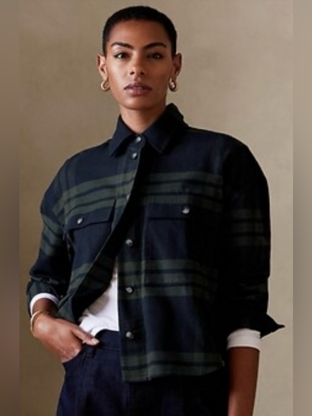 NWT Banana Republic Women’s Flannel Cropped Shirt